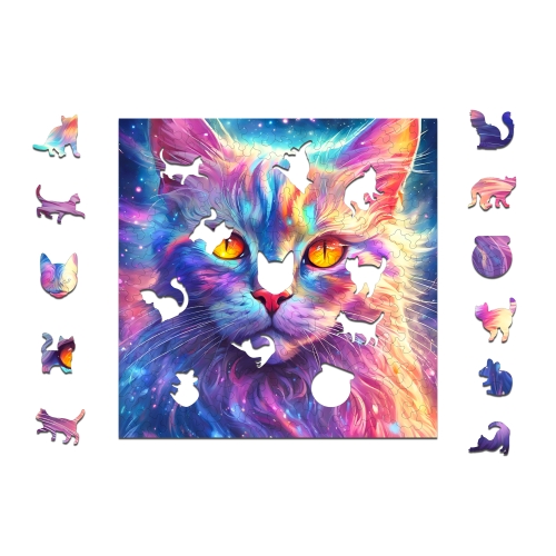 Puzzle Drewniane 25 x 25 cm KOT 140 Elementów Układanka Drewniana
